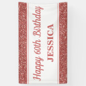 ハッピー60番目の誕生日バラ金ゴールドグリッター 横断幕 (縦)