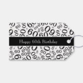 ハッピー60番目の誕生日番号パターン黒/白 ギフトタグ (正面(横))