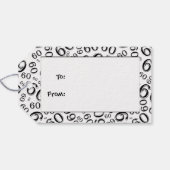 ハッピー60番目の誕生日番号パターン黒/白 ギフトタグ (裏面横)