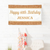 ハッピー60番目の誕生日金ゴールドグリッター 横断幕 (インサイチュ)