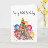 ハッピー60誕生日おもしろいフクロウユーモア カード (黄色い花)