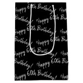 ハッピー60誕生日オンブラック ミディアムペーパーバッグ (裏面)