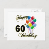 ハッピー60誕生日ギフトと誕生日アパレル ポストカード (正面/裏面)