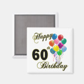 ハッピー60誕生日ギフトと誕生日アパレル マグネット (正面/裏面)