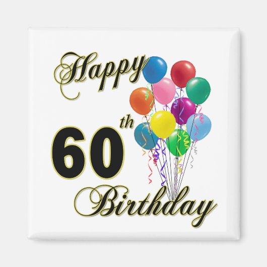 ハッピー60誕生日ギフトと誕生日アパレル マグネット (正面)