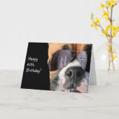 ハッピー60誕生日クールボクサー犬グリーティングカード カード (黄色い花)