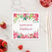 ハッピー60誕生日トロピカルストリングライトハワイアン スタンダードカクテルナプキン (インサイチュ)