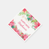 ハッピー60誕生日トロピカルストリングライトハワイアン スタンダードカクテルナプキン (角)