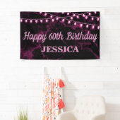 ハッピー60誕生日ピンクライトブラック 横断幕 (インサイチュ)