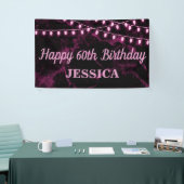 ハッピー60誕生日ピンクライトブラック 横断幕 (トレードショー)