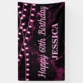 ハッピー60誕生日ピンクライトブラック 横断幕 (縦)