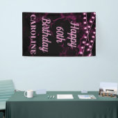 ハッピー60誕生日ピンクライトブラック 横断幕 (トレードショー)