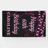 ハッピー60誕生日ピンクライトブラック 横断幕 (横)