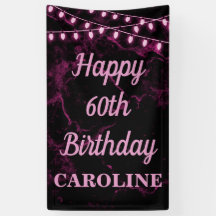 ハッピー60誕生日ピンクライトブラック