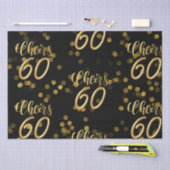 ハッピー60誕生日ブラックと金ゴールドをテーマ 薄葉紙 (クラフト)