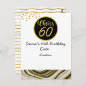 ハッピー60誕生日ブラックと金ゴールドテーマ ポストカード (正面/裏面)