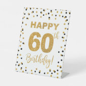 ハッピー60誕生日ブラック&金ゴールドペデスタルサイン 台座サイン (正面)