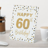 ハッピー60誕生日ブラック&金ゴールドペデスタルサイン 台座サイン (インサイチュ)