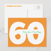 ハッピー60誕生日マイルストーンポストカード – オレンジ色 ポストカード (正面/裏面)
