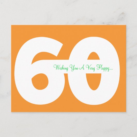 ハッピー60誕生日マイルストーンポストカード – オレンジ色 ポストカード (正面)
