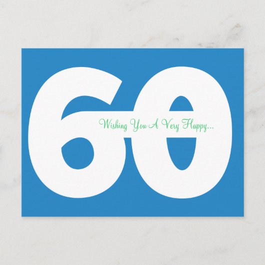ハッピー60誕生日マイルストーンポストカード – 青 ポストカード (正面)