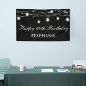 ハッピー60誕生日メイスンジャースライツ白黒 横断幕 (トレードショー)