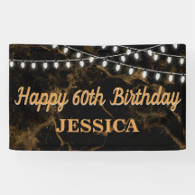 ハッピー60誕生日ライト金ゴールドブラック
