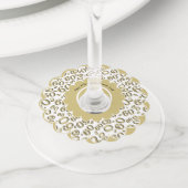 ハッピー60誕生日金ゴールドとホワイトナンバーテーマ ワイングラスタグ (クローズアップ)