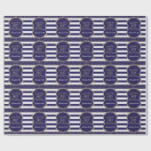 ハッピー60誕生日金ゴールドグリッターとネイビーブルー ラッピングペーパー (フラット)