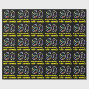 ハッピー60誕生日、おもしろいスターカラフルズパターン60 ラッピングペーパー