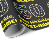 ハッピー60誕生日、おもしろいスターカラフルズパターン60 ラッピングペーパー (ロールコーナー)