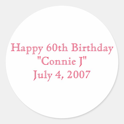 ハッピー60誕生日 ラウンドシール (正面)