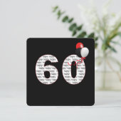 ハッピー60th誕生日オンブラック招待状 招待状 (スタンド正面)