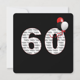 ハッピー60th誕生日オンブラック招待状 招待状