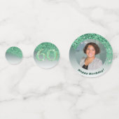 ハッピー60th誕生日シック落ちるグリーングリッター コンフェッティ (正面)