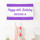 ハッピー60th誕生日パープルグリッター 横断幕 (インサイチュ)