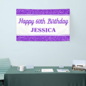 ハッピー60th誕生日パープルグリッター 横断幕 (トレードショー)