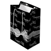 ハッピー60th誕生日ボウオンブラックミディアム抱き枕 ミディアムペーパーバッグ (正面アングル)