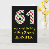 ハッピー61誕生日&メリークリスマス、名前をカスタムする カード (黄色い花)