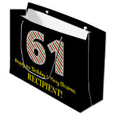 ハッピー61誕生日&メリークリスマス、名前をカスタムする ラージペーパーバッグ (正面アングル)