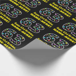 ハッピー63誕生日、おもしろいカラフルスターパターン63 ラッピングペーパー