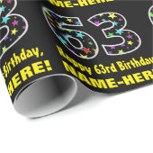 ハッピー63誕生日、おもしろいカラフルスターパターン63 ラッピングペーパー (ロールコーナー)