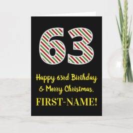 ハッピー63rd誕生日&メリークリスマス、名前をカスタムする カード
