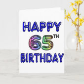 ハッピー65誕生日インバルーンフォント カード (黄色い花)