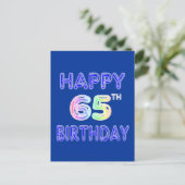 ハッピー65誕生日インバルーンフォント ポストカード (スタンド正面)