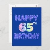 ハッピー65誕生日インバルーンフォント ポストカード (正面/裏面)