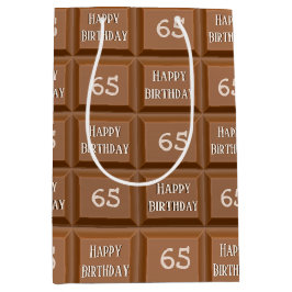 ハッピー65誕生日チョコレートキャンディバー ミディアムペーパーバッグ