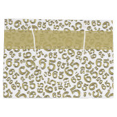 ハッピー65誕生日乱数パターン金ゴールド ラージペーパーバッグ (裏面)