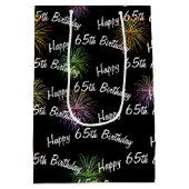 ハッピー65誕生日花火（ブラック） ミディアムペーパーバッグ (裏面)