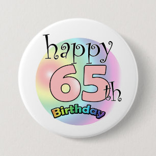 ハッピー65誕生日(ピンク) 缶バッジ
